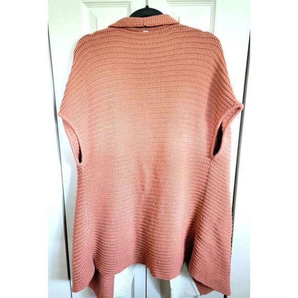 St. John L Open Front Slouchy Silk Blend Cardigan Heavy Knit Peach *Defect* - Picture 2 of 8